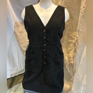 SHEIN- black corduroy button down dress with pockets Medium